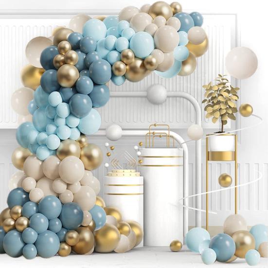 1 комплект воздушных шаров, гирлянда, арочный комплект, винтажный синий, белый, золотой, герметичный, плотный, детский душ, день рождения, свадьба, украшения, латексные воздушные шары, товары для вечеринок