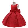 2024 European & American Flower Girl Backless Princess Dress with Bow