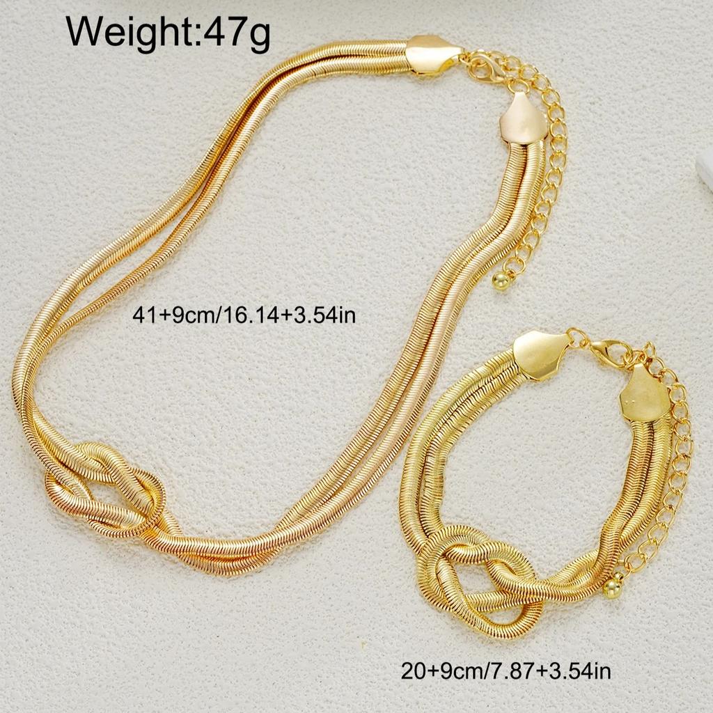 IF ME Золотой плетеный браслет-цепочка из змеиной кости, набор ожерелья, экологически чистая железная бижутерия, женский элегантный повседневный аксессуар для вечеринки, подарок