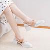 Thick with Summer Leather Shoes Female Sweet Temperament High with Round Head Sandals Female