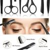 Полный черный набор инструментов для бровей и макияжа из 12 предметов для формирования бровей и ухода за ресницами