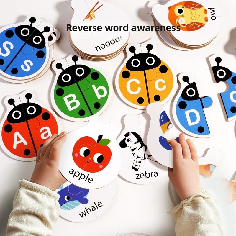 Match Word Alphabet Animal Cards Kids Educational Toy Toddler Enlightenment