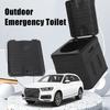 Travel Foldable Toilet with Lid Strong Load Bearing Multifunctional Foldable Car Travel Toilet for Camping Hiking Black
