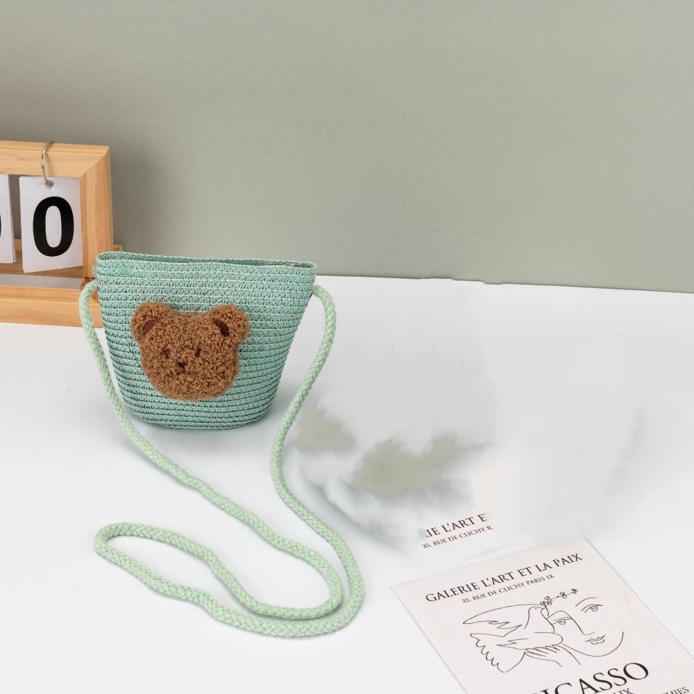 Handmade Shoulder Bag Straw Woven Wallet Cute Coin Purse Kids