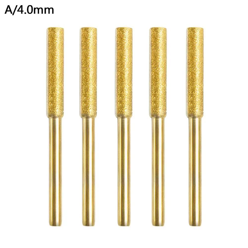 5 шт. алмазного покрытия цилиндрические фрезы шлифовальные биты заточка пильных цепей 4.0/4.8/5.5 мм наждачная шлифовальная головка для заточки цепных пил Y2D0