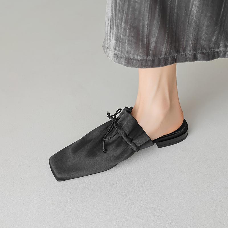 Модные ретро шлепанцы с кожаным носком, женские мюли на низком каблуке, повседневные из мягкой кожи, женская обувь для женщин 2025, шлепанцы, женские сандалии