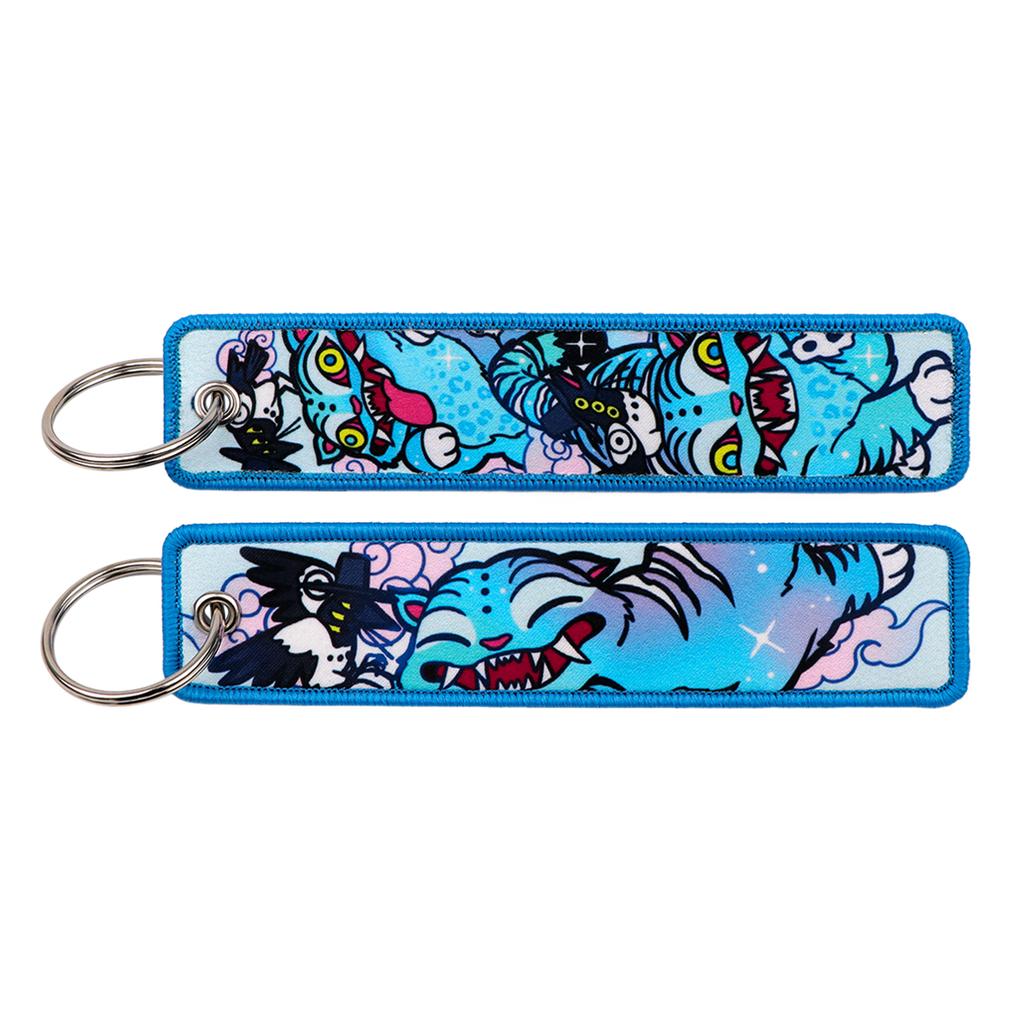 Cool Anime Girls Printing Key Chain for Motorcycles and Cars Key Fobs Holder Key Tag Key Ring Backpack Accessories