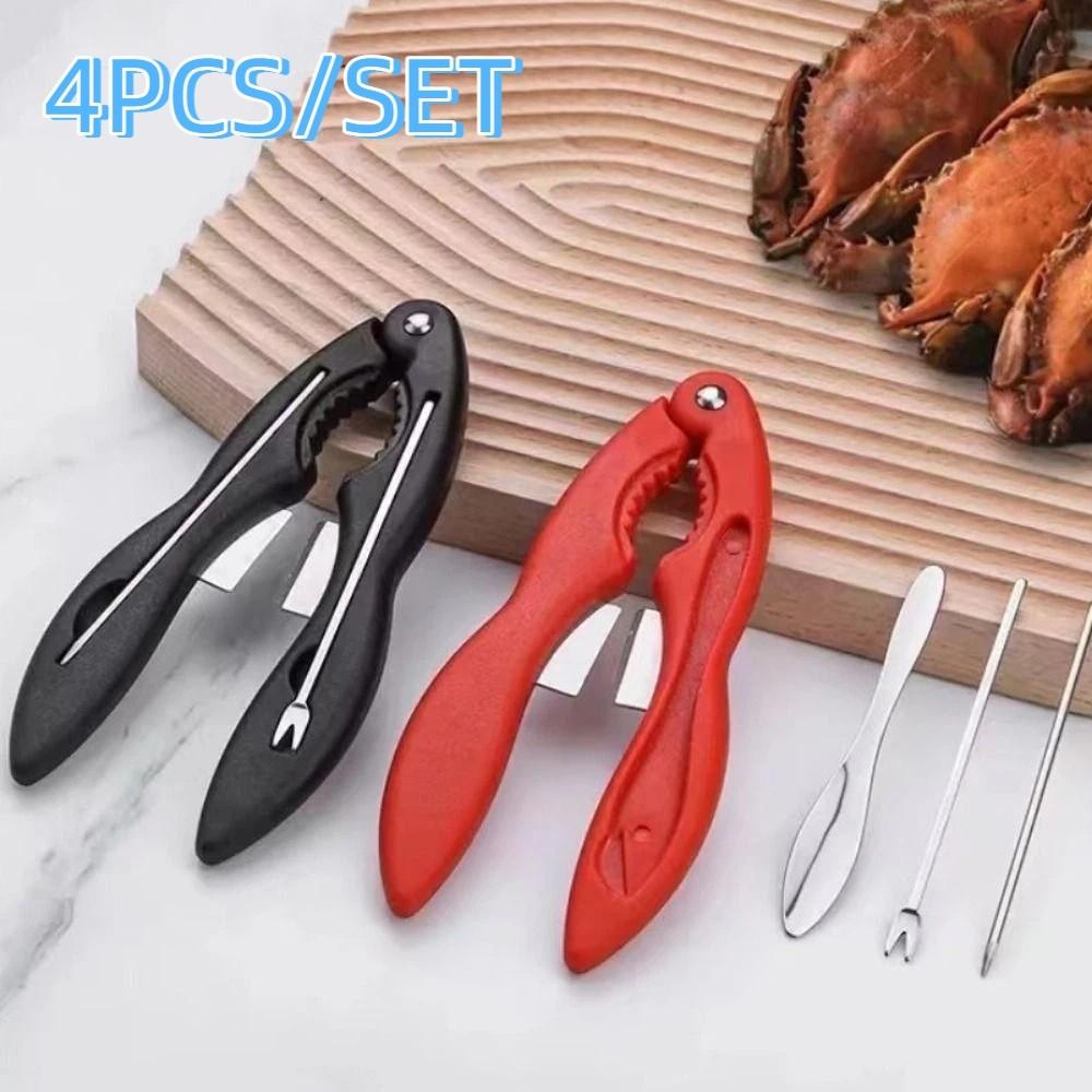 4Pcs Stainless Steel Crab Leg Forks Pick Sets Plastic Lobster Shellers  Crab Eating Tools