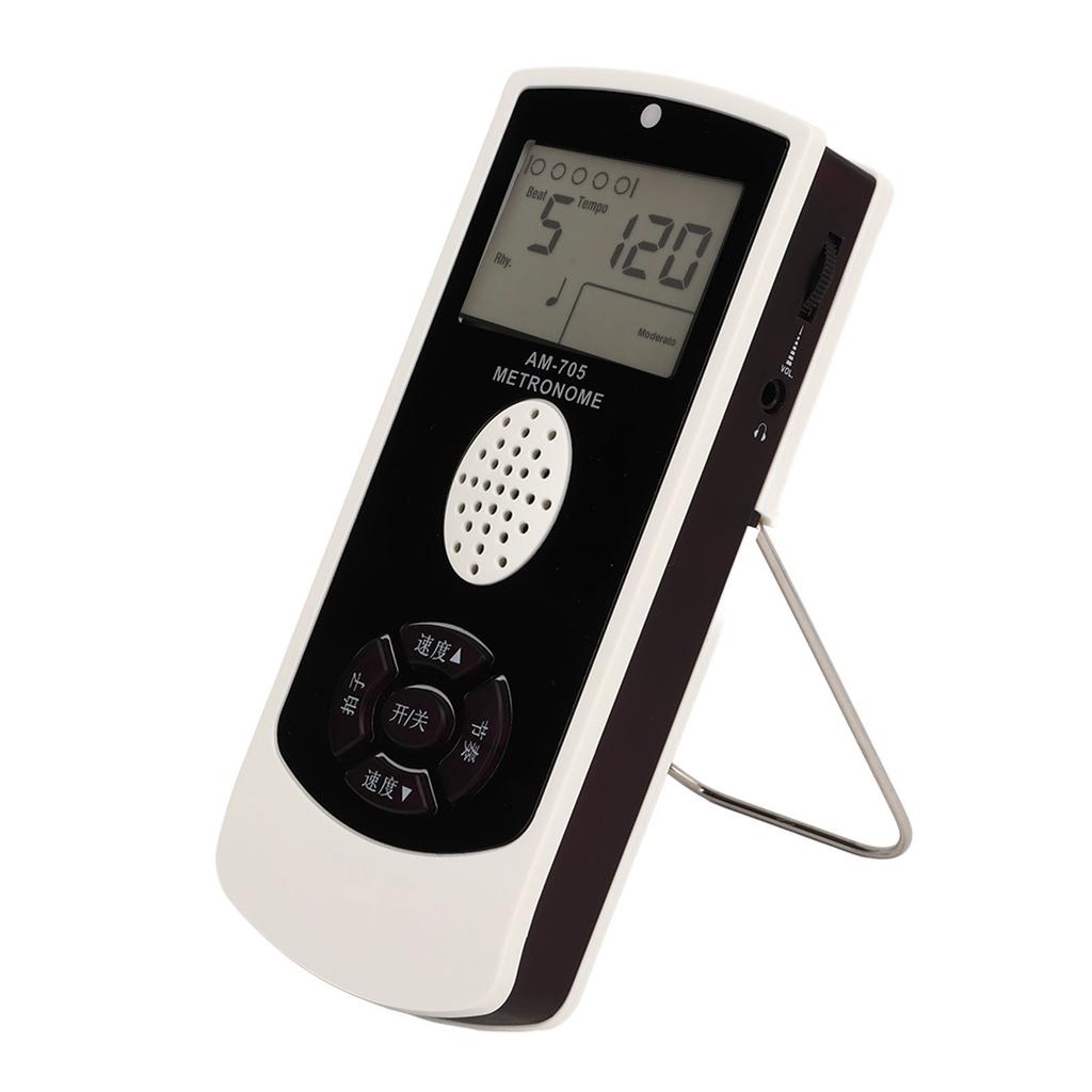 White Electronic Metronome 1800mah LCD Digital Display Universal Guitar Piano Saxophone Vocal Metronome