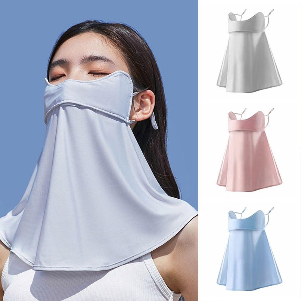 Anti UV Ice Silk Face Cover UPF 50+ Neck Wrap Cover Thin Face Sunscreen Veil for Male Female