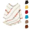Women's Fashion Colorful Plaid Knitted Tassel Cape Casual Loose Sweater Cape