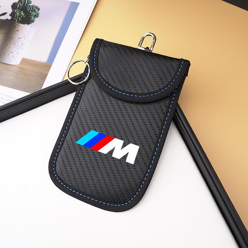FA7Sticker Accessory Car Key Case Signal Blocker Bag RFID Shielding Pocket For BMW E46 M E36 E34 F10 E90 F30 E60 E53 E30 E92 E87