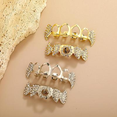 Европейско-американские Hip-Hop Grillz с инкрустацией цирконами и полым дизайном зуба зомби