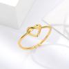 Exquisite Gold-Plated Heart-Shaped Open Ring, Women'S Adjustable Ring, Versatile Romantic Accessory For Daily Use