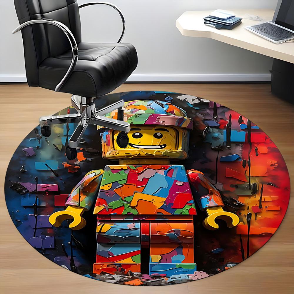 1 шт. Круглый ковер Lego Art для офиса, коврик для помещений, подходит для офиса, под офисные стулья, спальни, гостиной, домашнего декора, декора комнаты