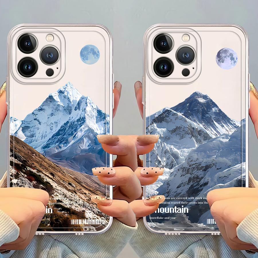 Чехол для iPhone 17 Pro Max 14 Plus 12 Mini 7 8 11 XS Max XR 16 Air 15 13 Pro Мягкая накладка на телефон Снежные горы Живописный хребет