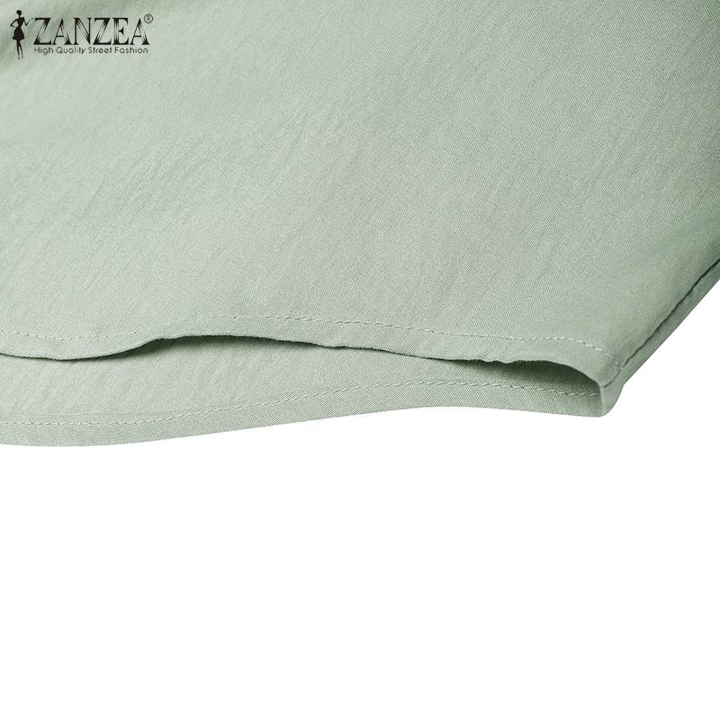 ZANZEA Женская однотонная блузка свободного кроя с рукавом 3/4 и отложным воротником