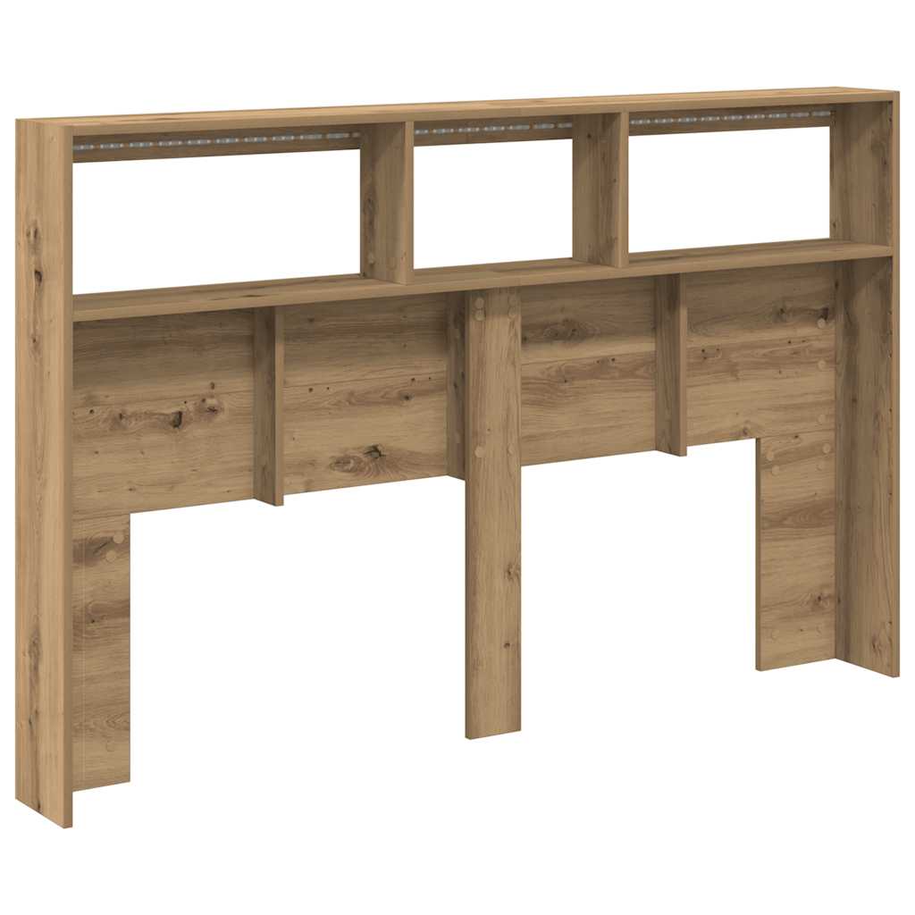LED Headboard with Shelves Artisan Oak 160 x 17 x 102 cm