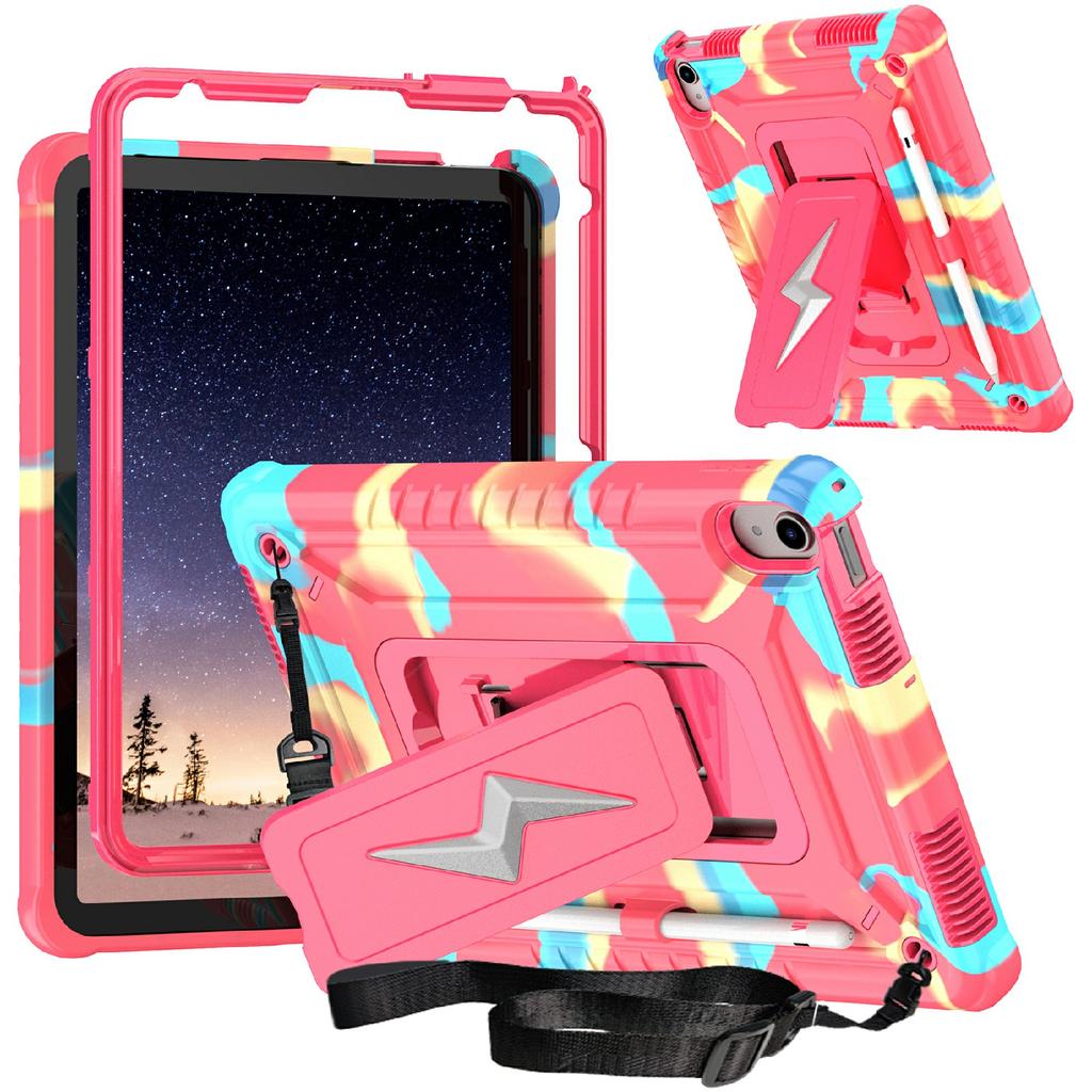 Для iPad (2025)/10.9 (2022) Чехол-подставка из ПК + силикона для планшета с плечевым ремнем
