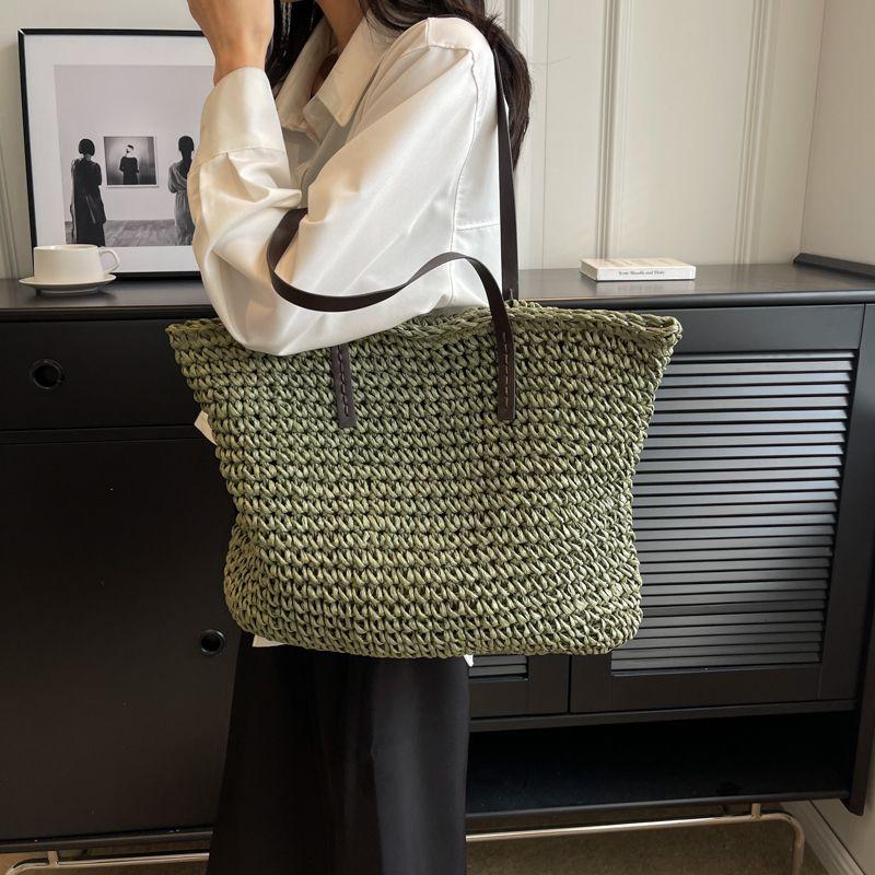 Large Capacity Straw Woven Large Women's Bag Versatile Shoulder Bag Summer Fashion Tote Bag