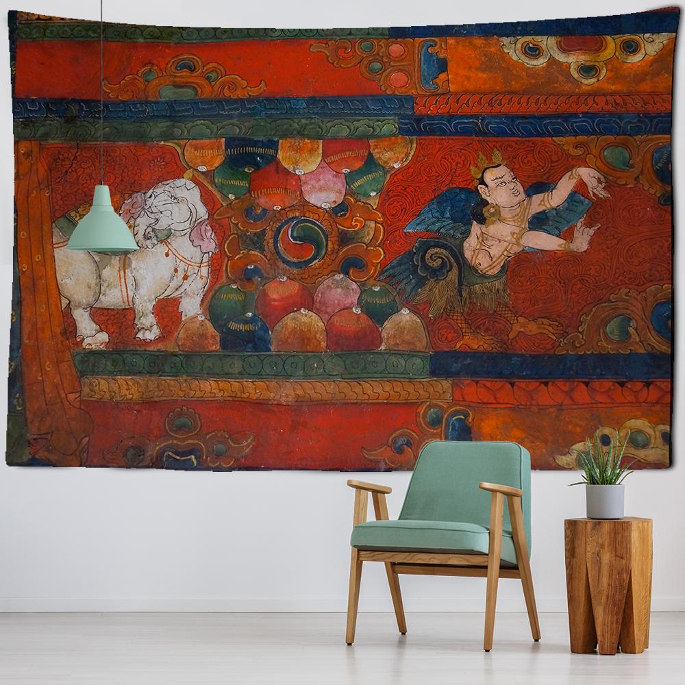 Индийская статуя Будды, древний буддийский гобелен, гостиная, спальня, настенная медитация, психоделическая йога, настенный подвес в богемном стиле