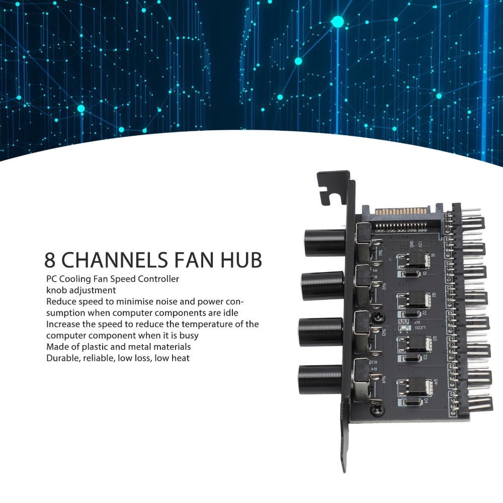 12V PC Cooling Fan Controller 4 Knob Control PWM Fan Hub Fan Speed Controller PC System Cooling