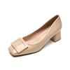 Xiaoxiangfeng Pedal Classic Square Buckle Nude Thick Heel High Heels Square Head Elegant Temperament High Heel Single Shoes Women's Spring