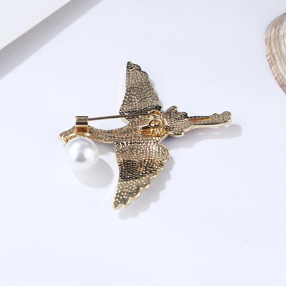 Брошь в китайском стиле с журавлем, винтажная, с жемчугом, металлическая, булавка, корсаж, аксессуары для одежды, женская, долговечный цвет, изысканная, гипоаллергенная брошь, подарок для лучшей подруги