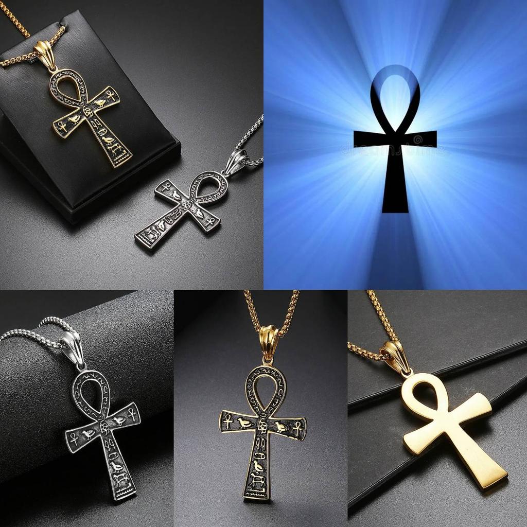 Amulet Talisman Vintage Necklaces Ancient Egyptian Ankh Cross Men Women Stainless Steel Eternity Life Charm Pendant Unisex Jewelry