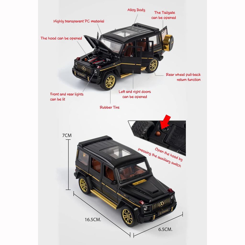 Коллекционная игрушечная машина Benz G63 AMG из сплава в масштабе 1/32, литая модель автомобиля с откидной спинкой, подсветкой и звуком