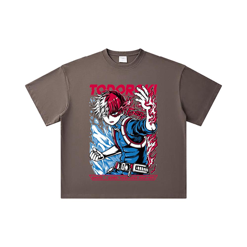 260 GSM Double Yarn 32 Count 100% Cotton My Hero Academia V10 Shoto Print Unisex Heavy Cotton T Shirt