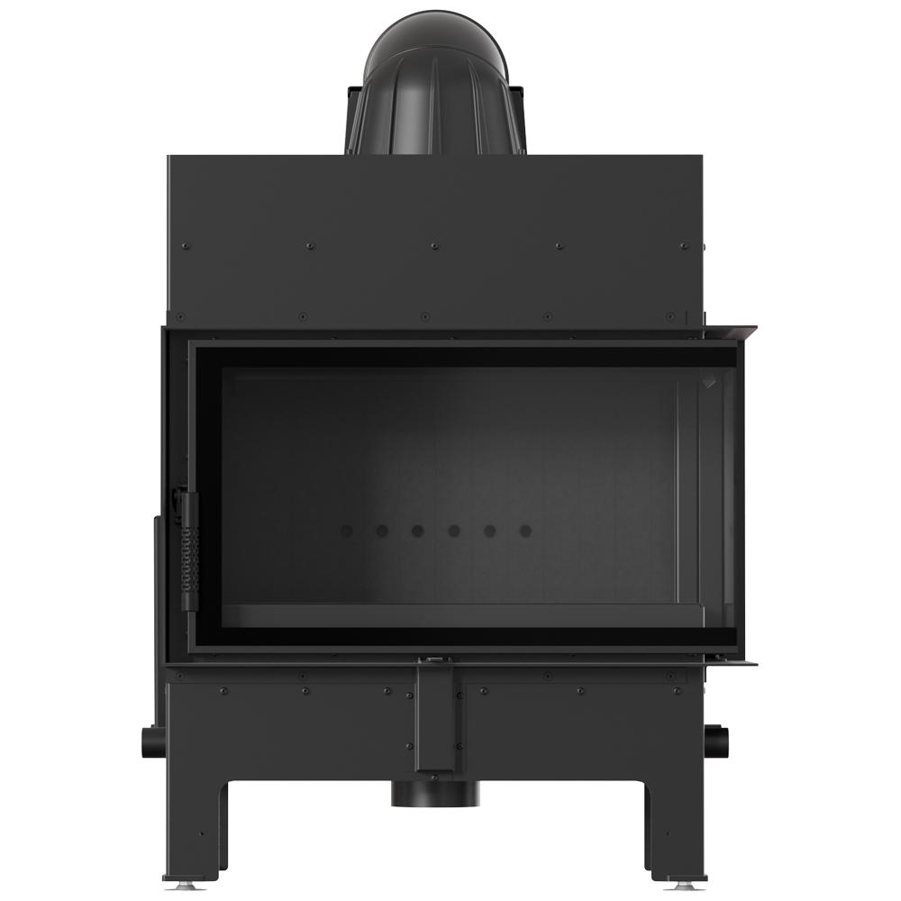 Corner fireplace KRATKI FLOKI right 10kW Ø200 black closing installation kit