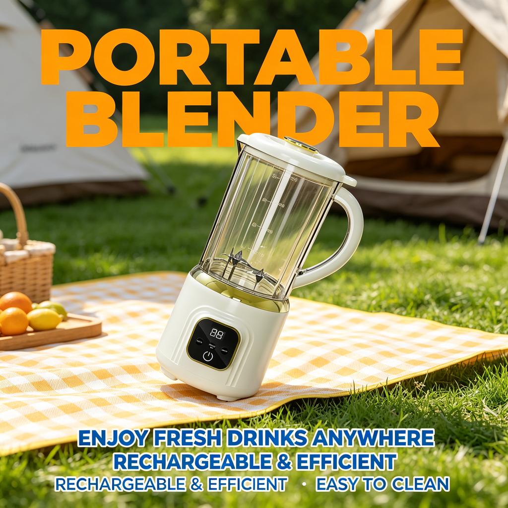 Licuadora portátil inalámbrica, mini batidora de frutas recargable con doble cuchilla para viajes