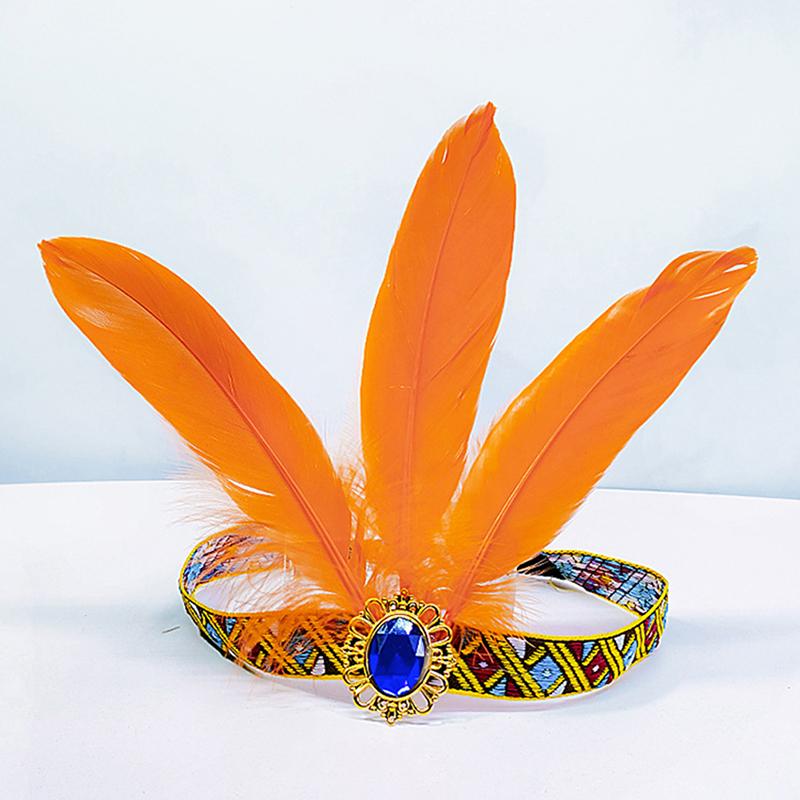 Feather Hair Band Headband Bohemian Indian Gypsy Dance Show Headpiece Headdress