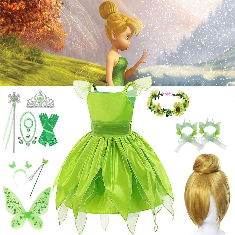 Children's Tinker Bell Fairy Princess Dress Polyester Fiber Fabric Perfect For Kids' Halloween Cosplay 80-150cm