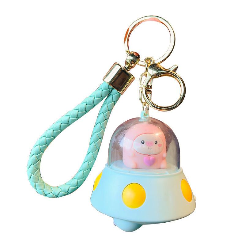 Adorable Pig Projection Keychain Cute Multicolor Plastic Key Accessory Gift