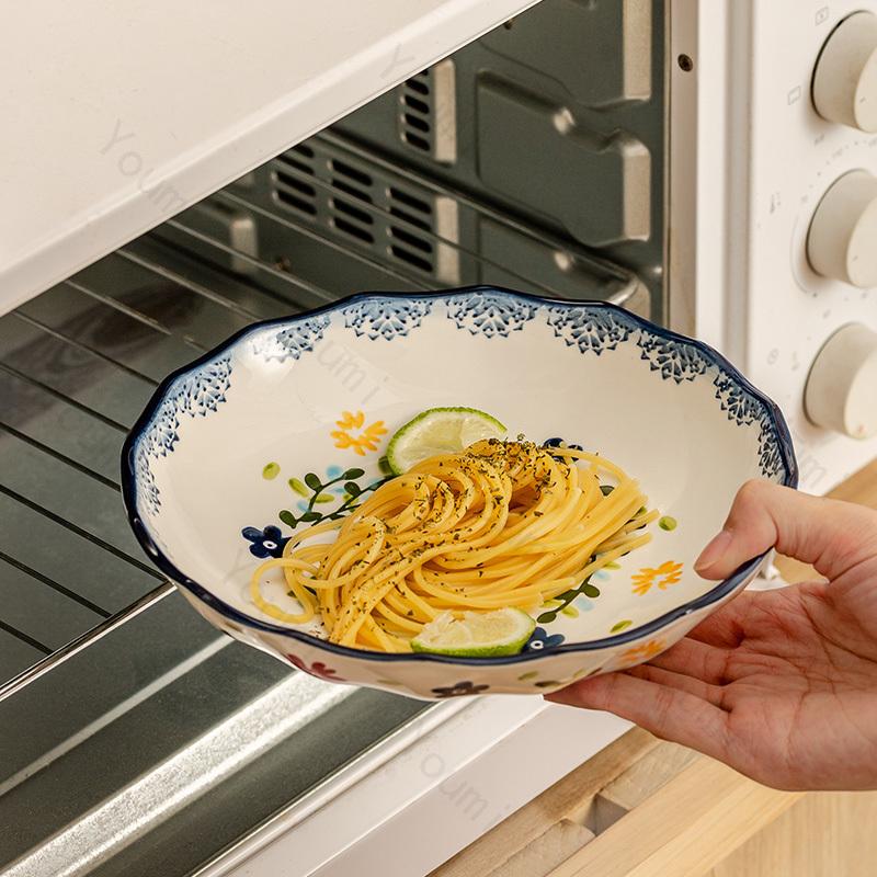 Керамическая тарелка с маленькими цветами в стиле ретро, креативная бытовая посуда, ресторан, изысканные блюда, салатная тарелка, изысканные рыбные тарелки