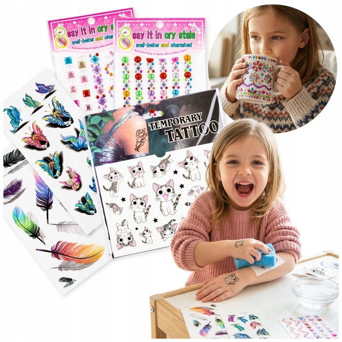 Kinderplay Kit créatif tatouages temporaires lavables et autocollants 3D strass pour enfants (GS2102)