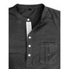 Men Black Stand Collar Henley Neck Short Sleeve T Shirt With Chest Pocket Casual Summer