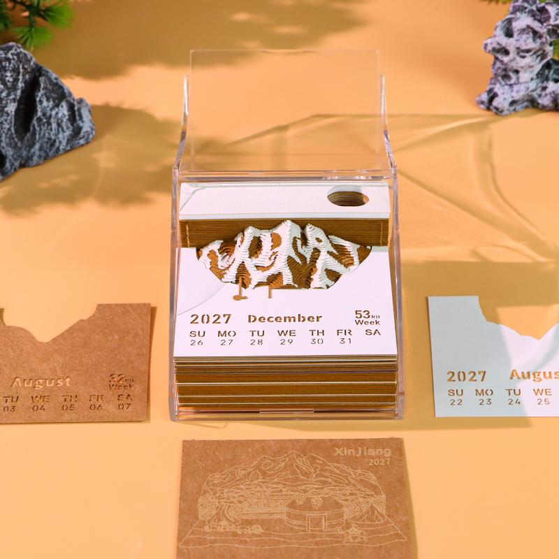 2027 Desk Calendar with LED Light 3D Design Tear-away Pages for Office Use