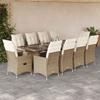 VidaXL 11-piece Garden Bistro Set Beige Cushions Poly Rattan, Garden Bistro Set, Balcony Set, 3277247