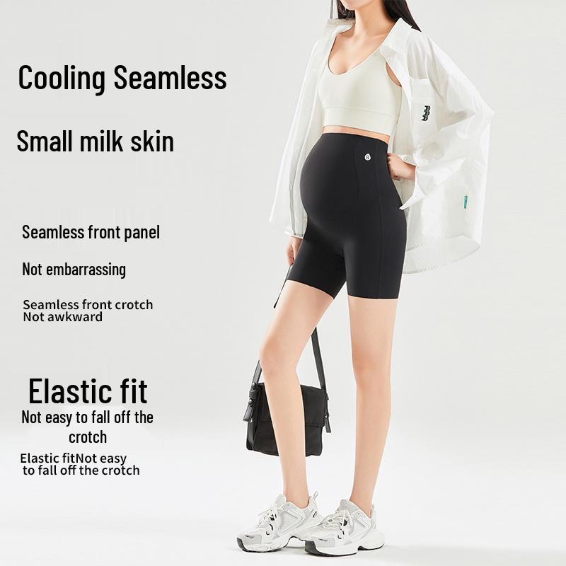 Plus Size High Elastic Maternity Support Shorts - Spring/Summer, Anti-Exposure