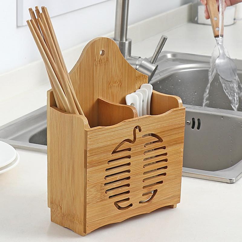 Кухонный деревянный слив для палочек для еды Клетка для столовых приборов Полый слив для хранения Ложка Органайзер для палочек для еды Аксессуары для дома