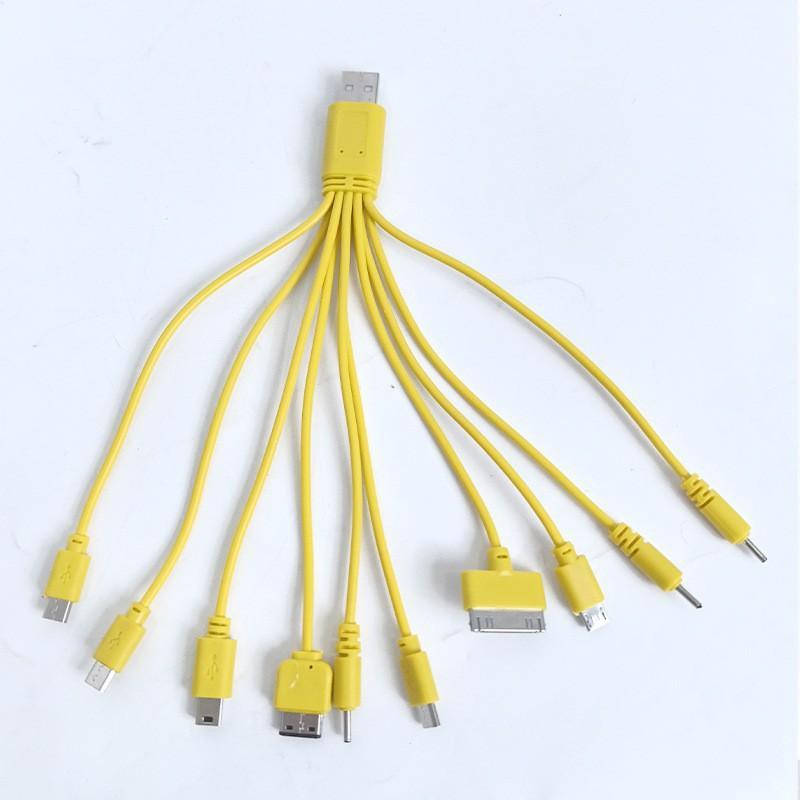 Универсальный USB-кабель для зарядки 10 в 1 с несколькими разъемами, быстрая зарядка, портативный шнур для телефона, наушников, пауэрбанка, для использования на улице
