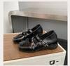 Leather Version! Square Head Red Ballet Shoes Women's Spring Light Mouth Bow Retro Mary Jane Shoes Flat Shoes