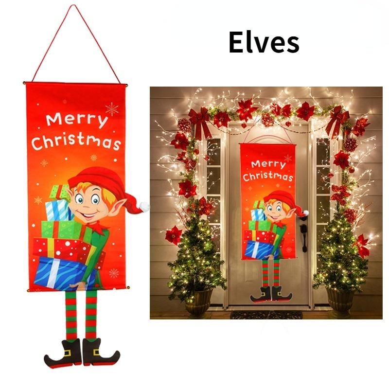 1set Merry Christmas Porch Door Banner Hanging Ornament Christmas Decoration for Home New Year Xmas Happy