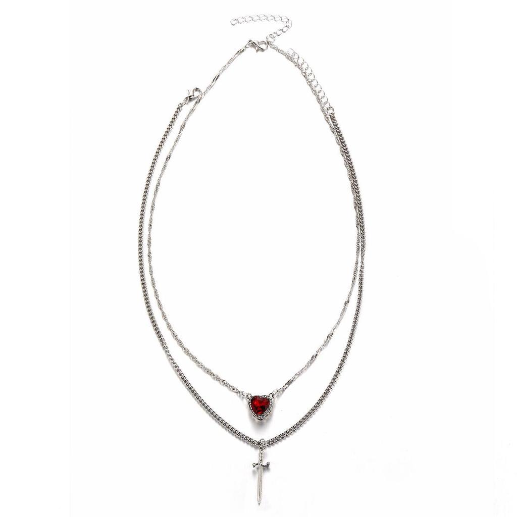 Silver Arrow Heart Pendant Necklace - Multi-layered Retro French Women's Fashion