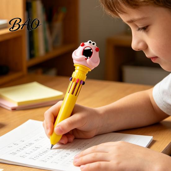Student Prizes for Classroom 10 in 1 Cartoon Ballpoint Pen, Multicolor Press Retractable Pens, Pens Students Smooth Writing Stationery Supplies School