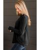 Black V Neck Buttoned Ribbed Knit Top