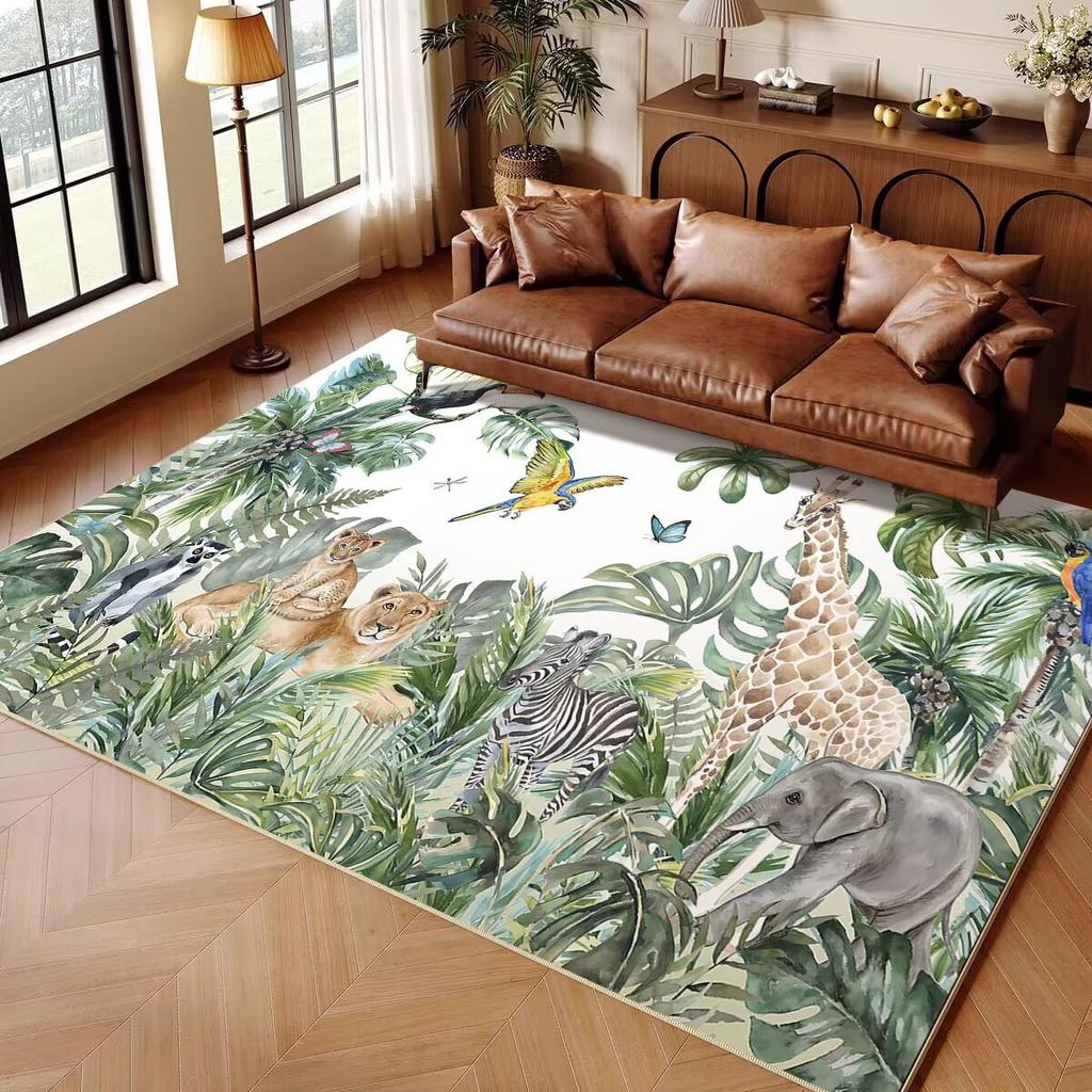 Jungle Animal Cartoon Child Carpet Rug for Home Living Room Bedroom Sofa Doormat Decor Play Area Rug Nordic Non-slip Floor Mat